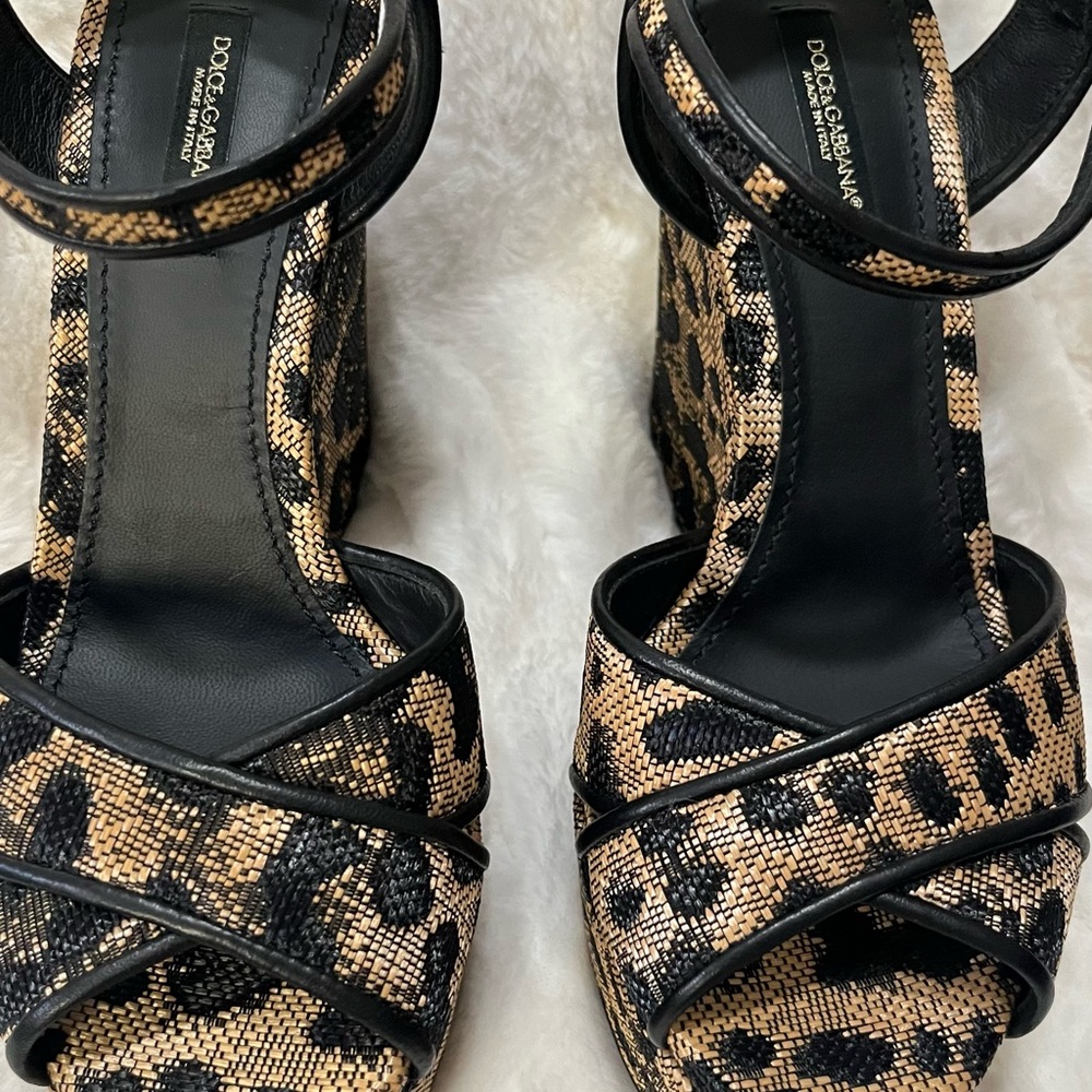 Dolce & Gabbana Leopard Print Heels in Black and Tan